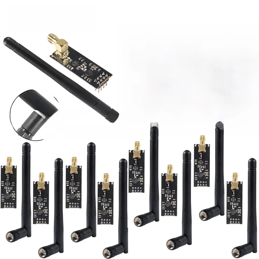 1-10 sztuk modułów bezprzewodowych 2,4G 1100-metrowych modułów bezprzewodowych NRF24L01+PA+LNA na duże odległości (z anteną) — zdjęcie produktu 7