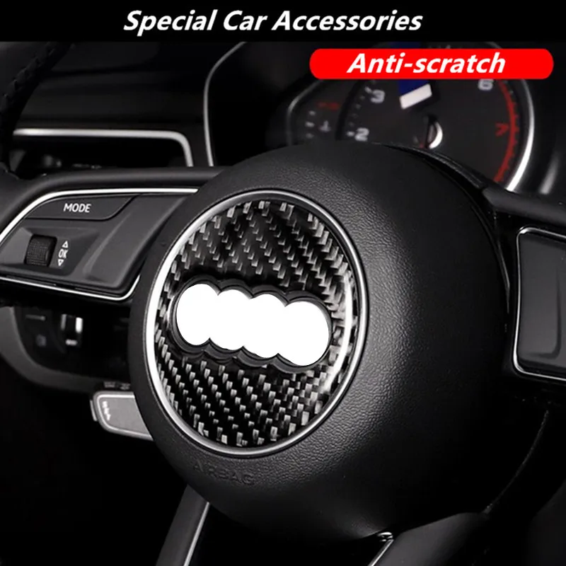 Car Accessories For Audi A1 A3 A4 A5 A6 A7 A8 Q3 Q5 Q7 S3 S4 Carbon Fiber Steering Wheel Sticker 3D Car Sticker Interior Styling