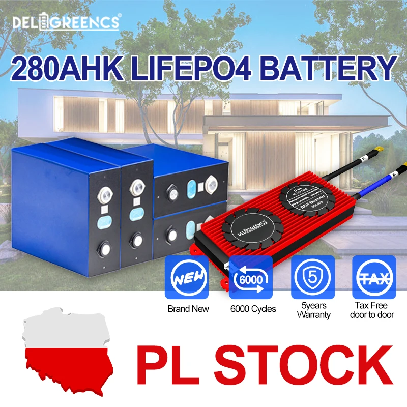 Grade A Battery EVE 280AH 12V 24V Battery Lifepo4 Rechargable Batteries Smart BMS 250A Prismatic Cells For Solar Storage