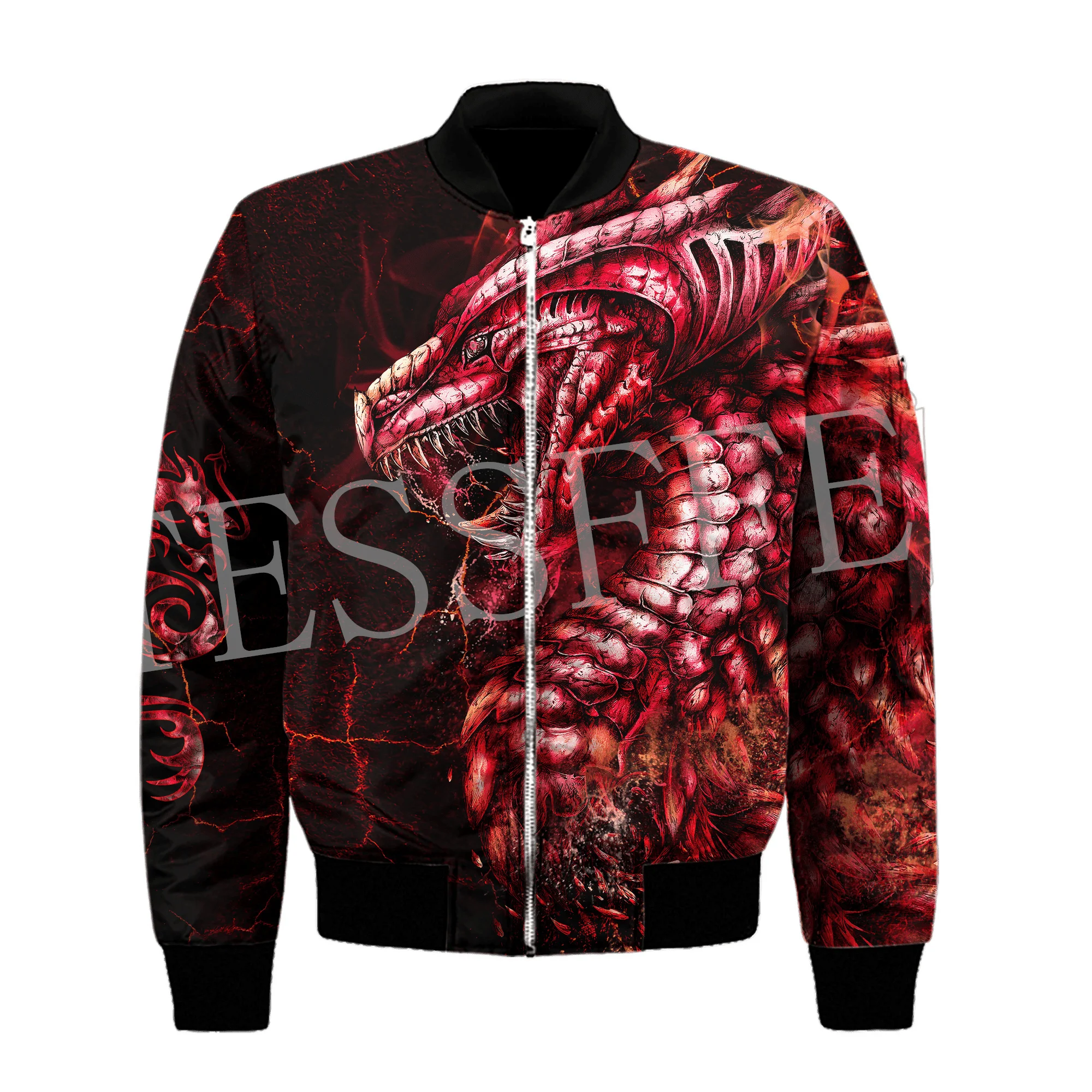 Custom Name Cosplay Animal Dragon Retro Tattoo 3DPrint Harajuku Streetwear Casual Winter Windbreaker Warm Coat Bomber Jacket X3