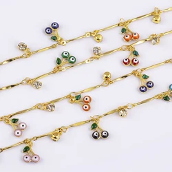 Fashion Cherry Shape Evil Eye Enamel Pendant Chain DIY Accessories Gold Color Chains For Jewelry Making Necklace Bracelets