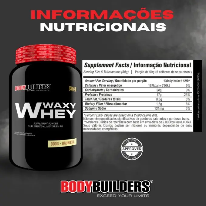 Kit 2x Whey Protein Waxy Whey 900g + 2x Creatine 100G + BCAA 100G + Cocktail Shakers-Bodybuilders