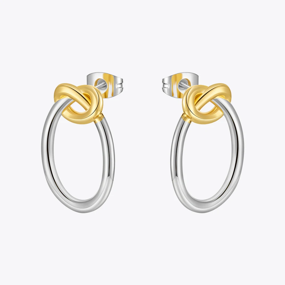 

ENFASHION Aretes De Mujer Knot Stud Earrings For Women's 18K Gold Plated In Earings Fashion Jewelry Travel Cocktail E241636