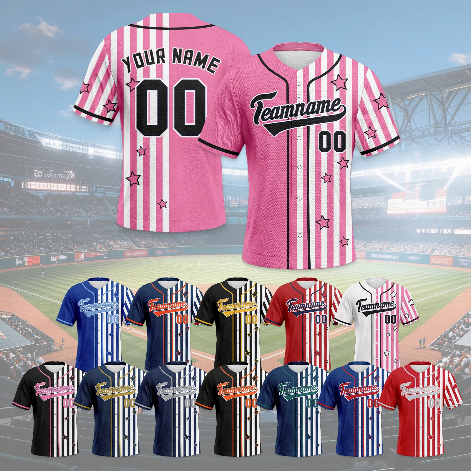 Custom Baseball Jersey Personalized Team Name Number Button Down Baseball Shirt Men Women Youth Baseball Uniform