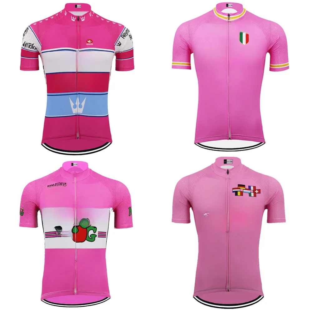 AliExpress Retro Cycling Jersey Men Pink Bike Clothing Summer Breathable Quick Drying Outdoor sports Jersey