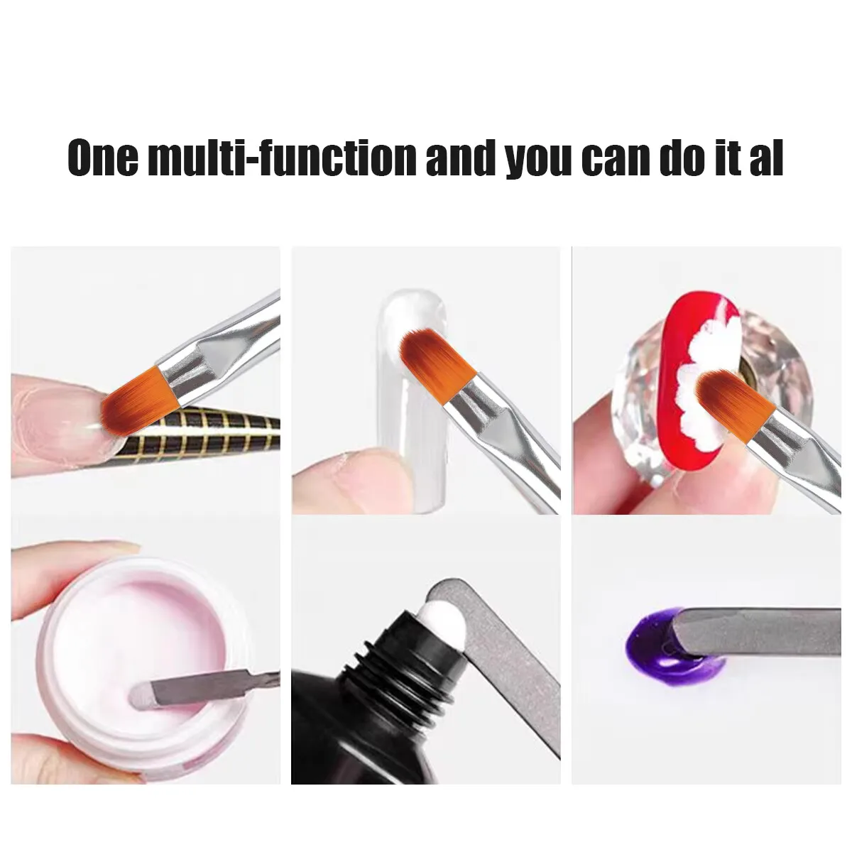 Dwustronny pędzelek do paznokci, pędzelek 2 w 1 do żelu UV, pędzelek do precyzyjnego malowania paznokci, narzędzie do usuwania martwego naskórka DIY do zdobienia paznokci