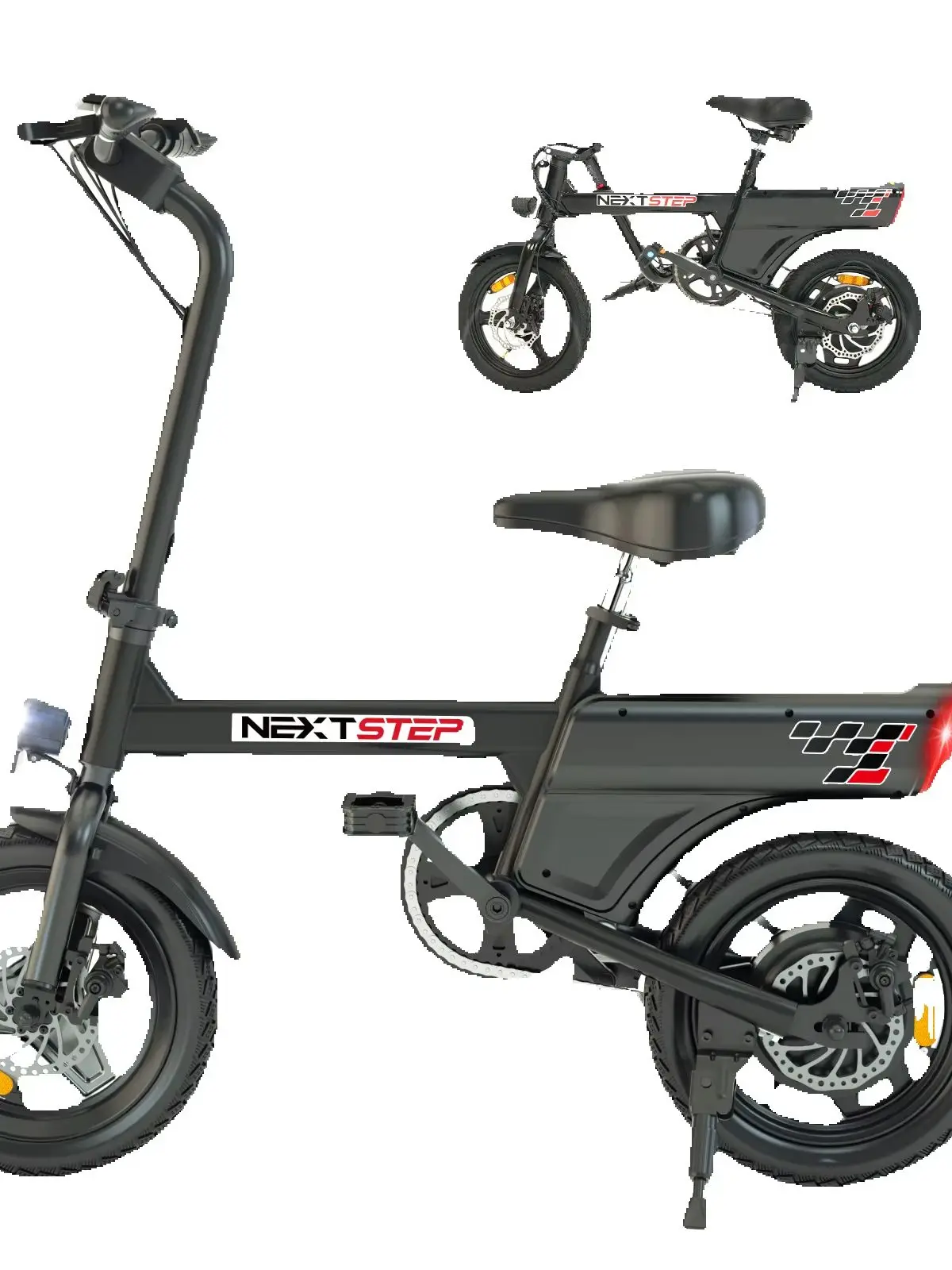 Faltbares Elektrofahrrad, kompakt, Motor 250W, Reichweite 20-30km, Elektromodus + Assistenzfunktion, Scheibenbremsen, Citybike