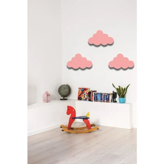 PERFECT GIFT FOR VALENTINE'S DAY Hellove Bulut Set of 3 Wooden Wall Decor Kids Room Ornament  Wooden Cloud Set of 3 Cloud Wall D