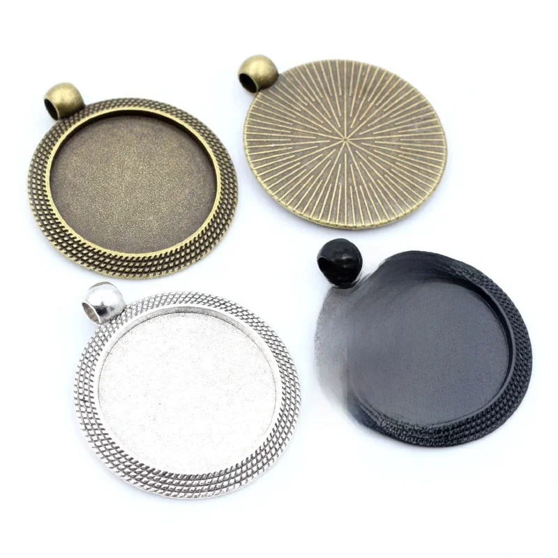 Nowa moda 5 sztuk 25mm wewnętrzna rozmiar antyczne srebro/pozłacane brąz czarne kolory fajny styl Cabochon baza ustawienie Charms wisiorek — zdjęcie 2