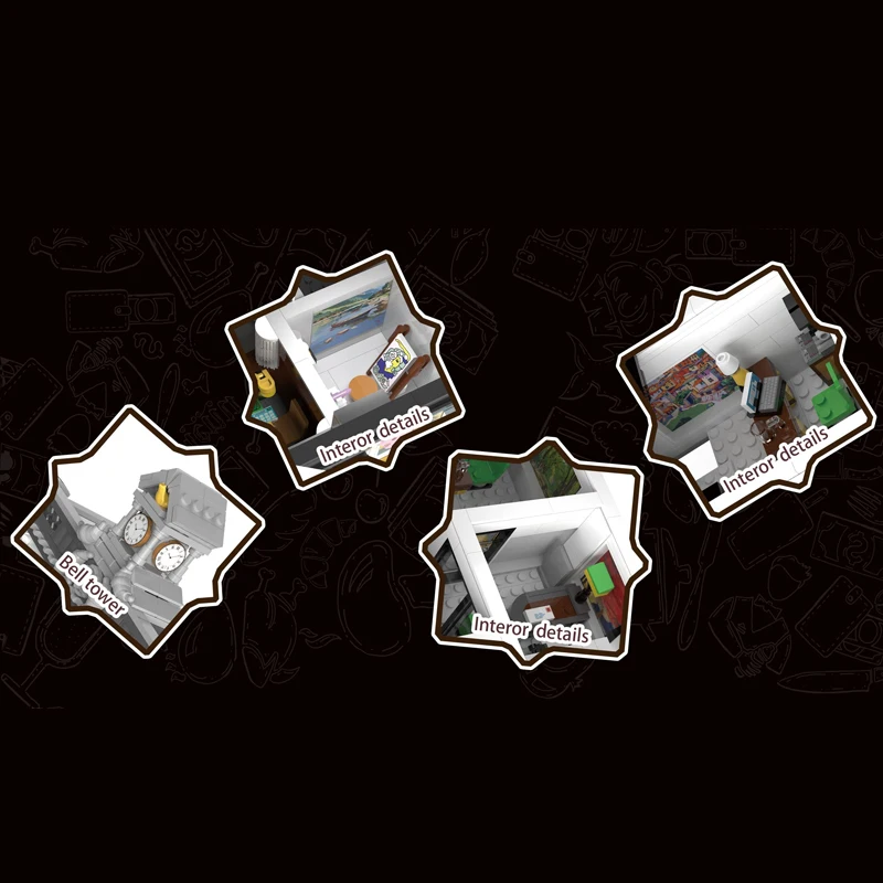 2080 قطعة بنك الطوب الصغير وحدات المباني مجموعات المباني المنزلية ، مدينة العمارة وحدات بنة التجمع أطقم منمذجة اللعب #3