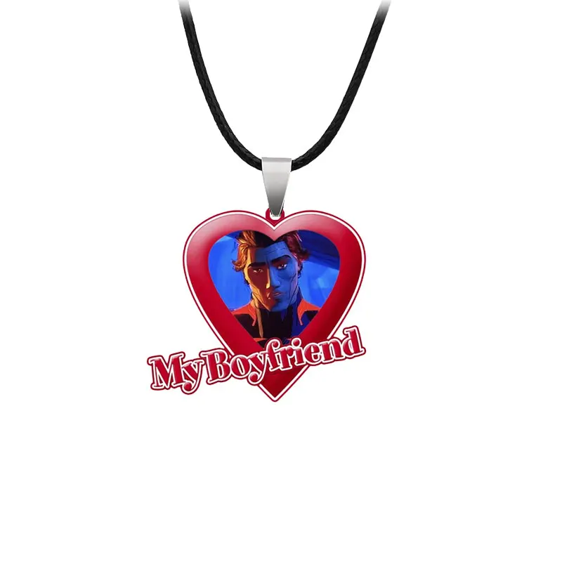 Heart Acrylic Spider Punk Pendant I Love My Boyfriend Spider Punk Miguel Ohara Bf Necklace Accessories Jewelry Charms Gifts