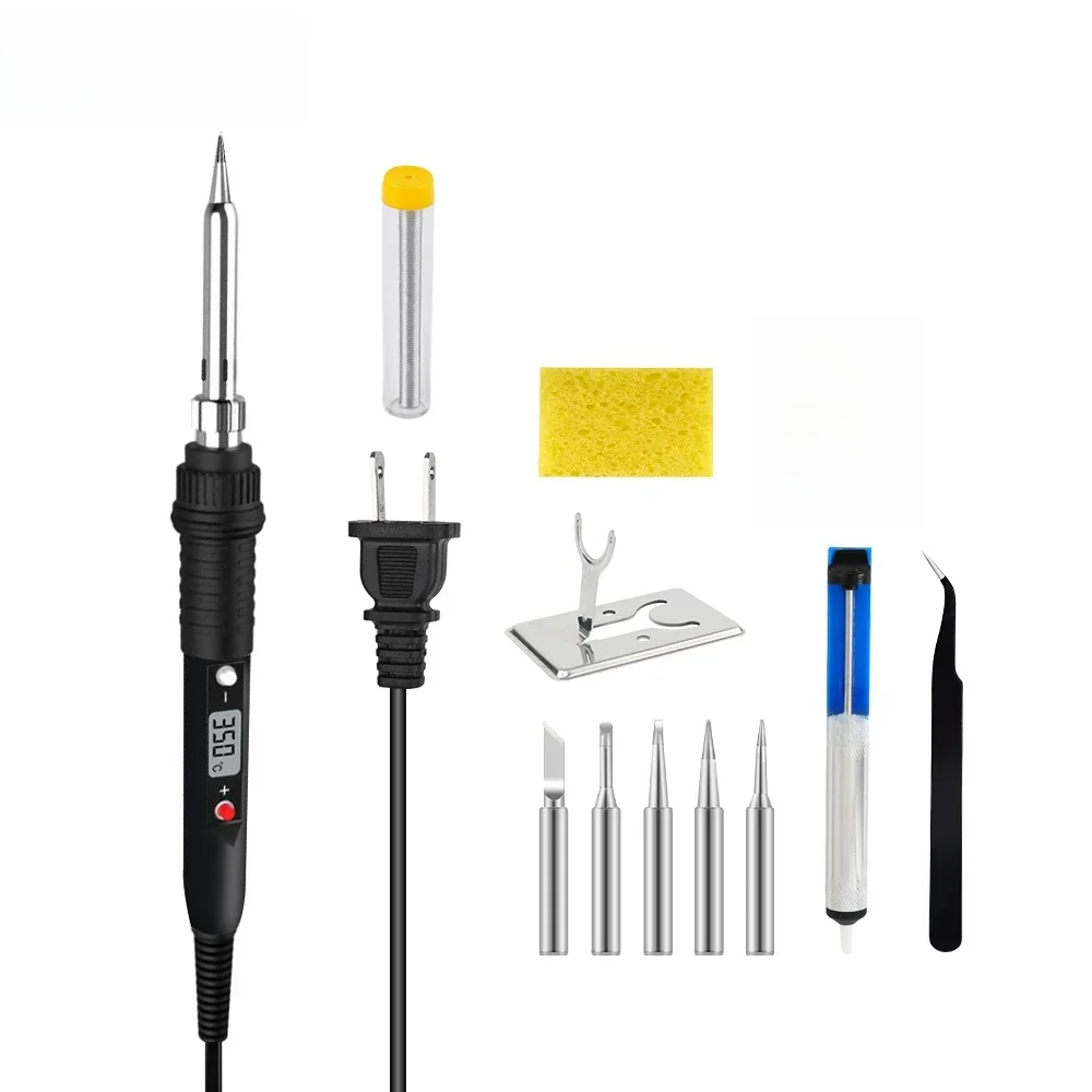 JCD 80W Electric Soldering Iron Kit Set Digital Temperature Adjustable Welding Tool Solder Tin With Iron Tips Repair Tools