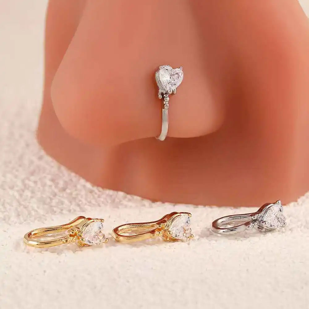 1pc Nooxian Elegant U-Shaped Nose Ring for Women - Rhinestone Embellished All-Season Fashion Jewelry, Party Accessory