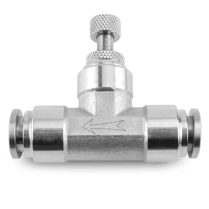 

304 Stainless Steel SA Throttle Valve OD 4 6 8 10 12mm Pipe Valve Governor Valve Gas Pipe Quick Connector Regulate Flow T-shape