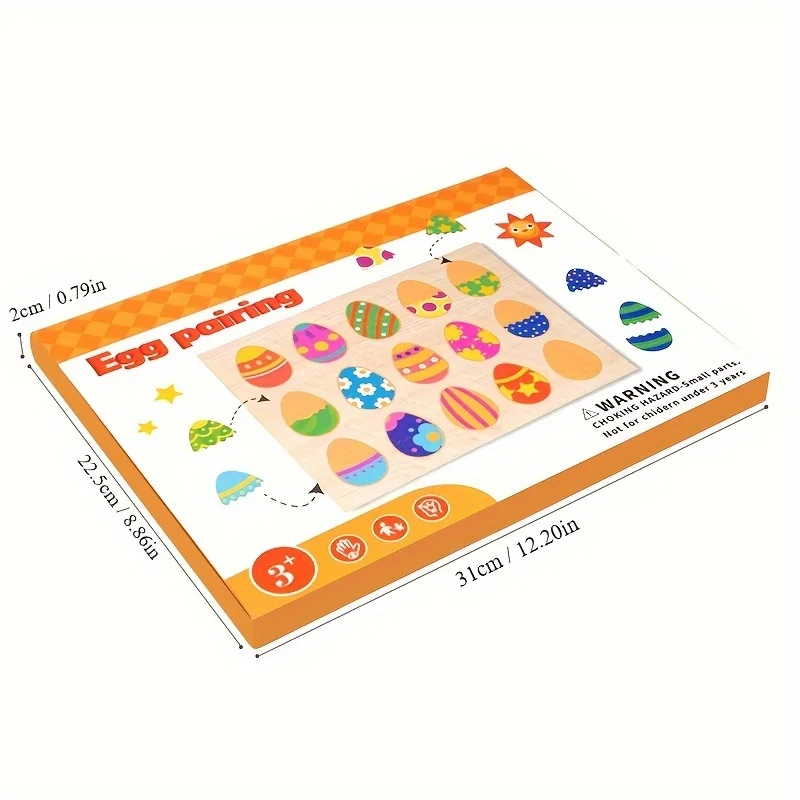 Easter Egg Matching Puzzle Toy for Kids Montessori Wooden Colorful Eggs Shape Matching Game for Fine Motor Skills Development