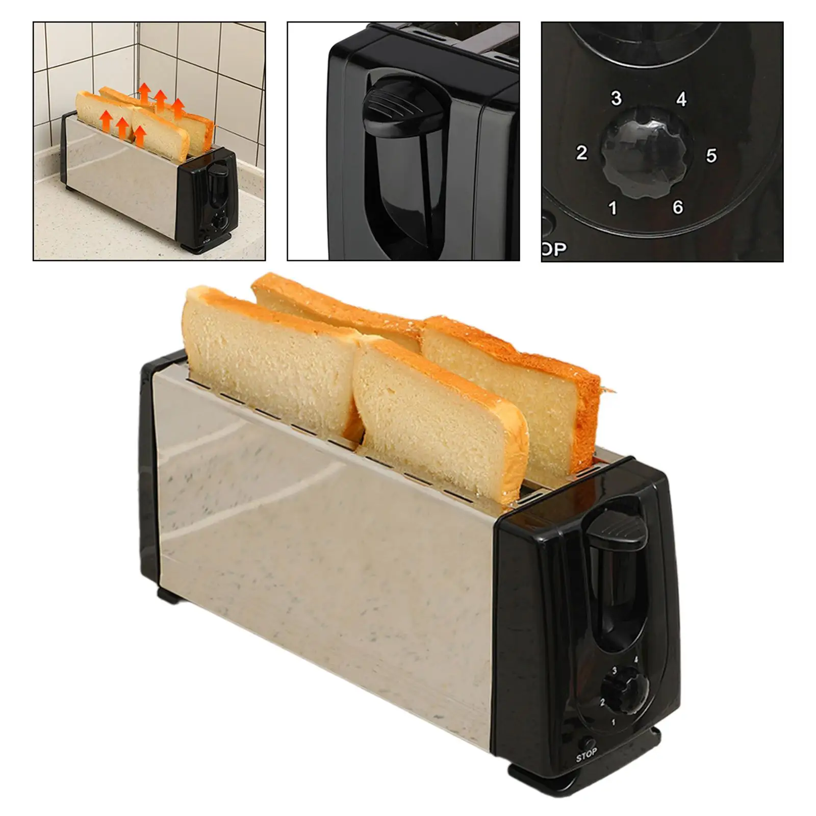 카운터 토스터 4 조각 유럽 표준 플러그 특수 빵 스낵 요리를위한 양면 난방 아침 식사 기계
