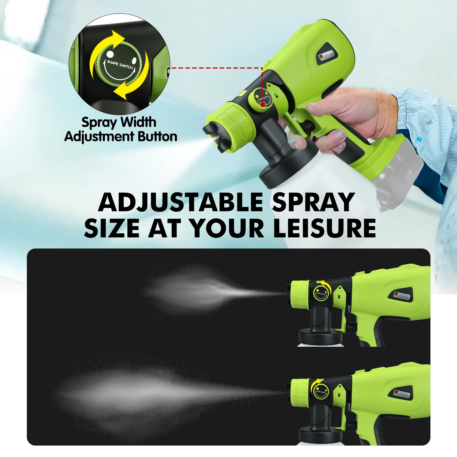 1000ml Cordless Electric Spray Gun Paint Sprayer Auto Furniture Steel Coating Airbrush for Ryobi 18V Battery (No Battery)