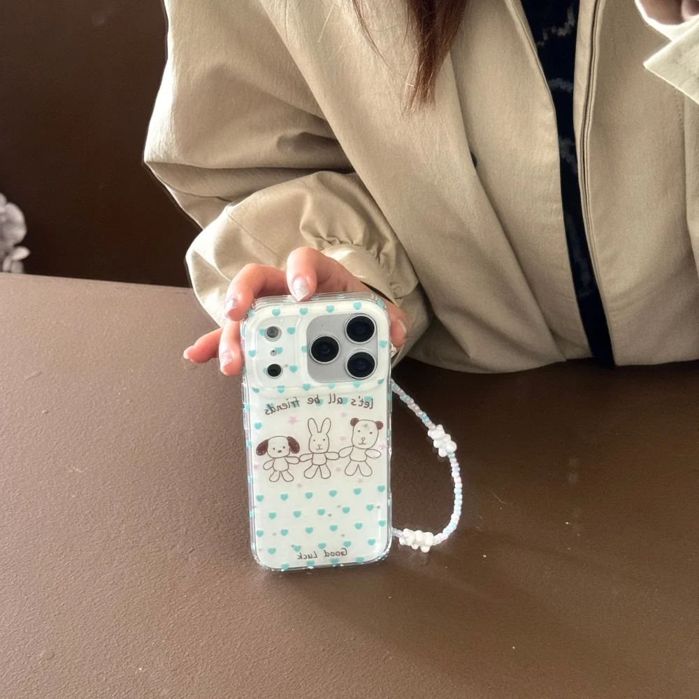 

Simple glitter pink holding hands doll full screen star mobile case, suitable for iPhone 14/15/16/17 ProMax, new protective case