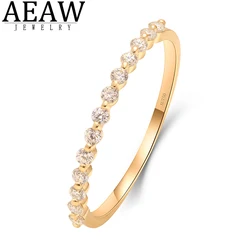 AEAW 13pcs 1.6mm 14K Yellow Gold CVD HPHT Lab Grown Diamond Wedding Band Full Eternity Engagement Ring Womens Matching Band