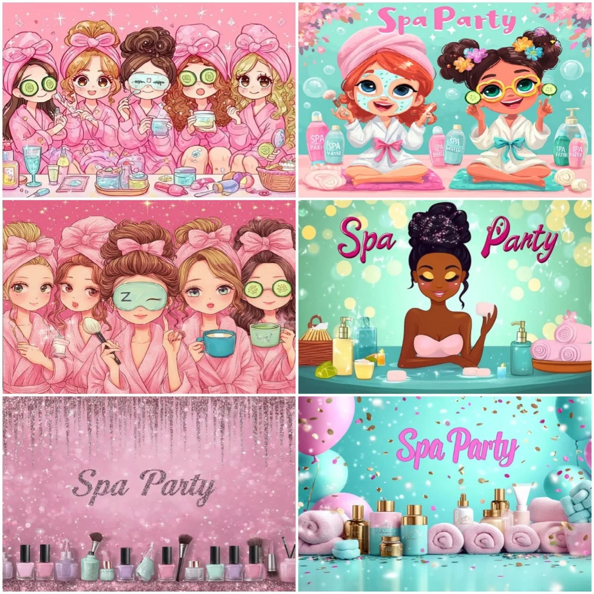 

Pink Lady Spa Party Decorations Backdrop Girls Princess Parties Banner Makeup Celebrations Background Women Photo Studio Props
