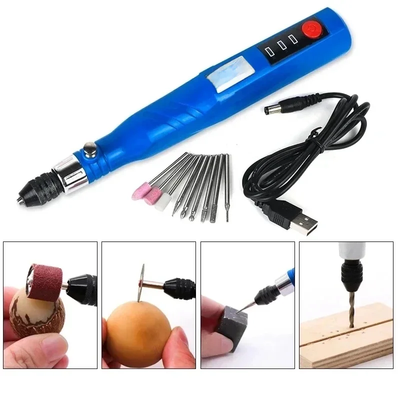 Mini Cordless Rotary Tool 3.7V Electric Drill Engraving Pen Power Rotary Tool for Jade Polishing Drilling Engraving Cutting