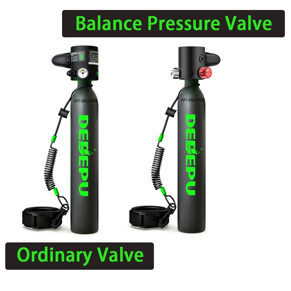 DEDEPU 0.5L Mini Scuba Diving Tank Aluminum Alloy 3000PSI 200BAR Constant Pressure Head with Rope Portable Dive Oxygen Cylinder