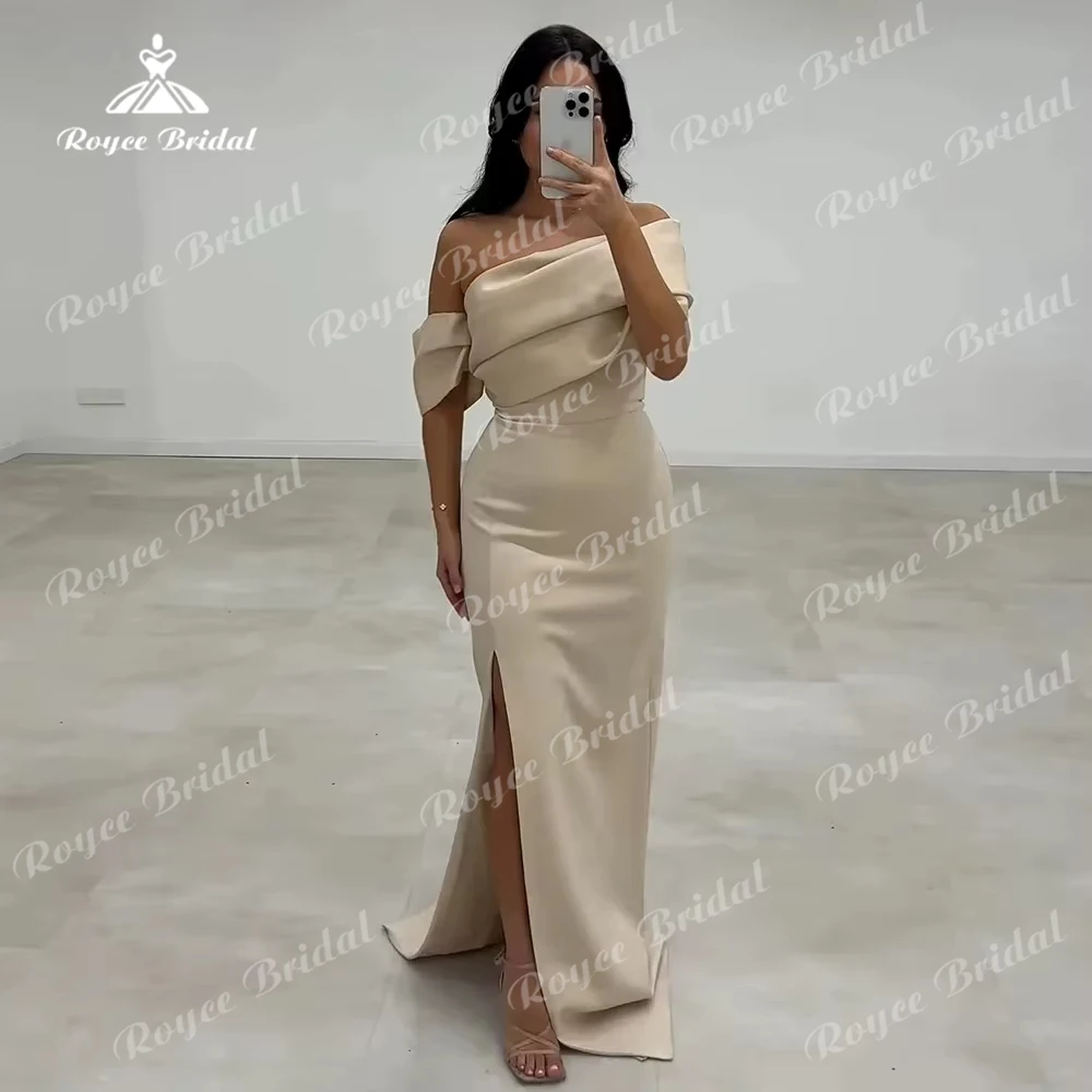 

Elegant Champagne Satin Bridesmaid Dresses Mermaid One Shoulder Sexy Side Slit Customized wedding party dress bridesmaid dresses