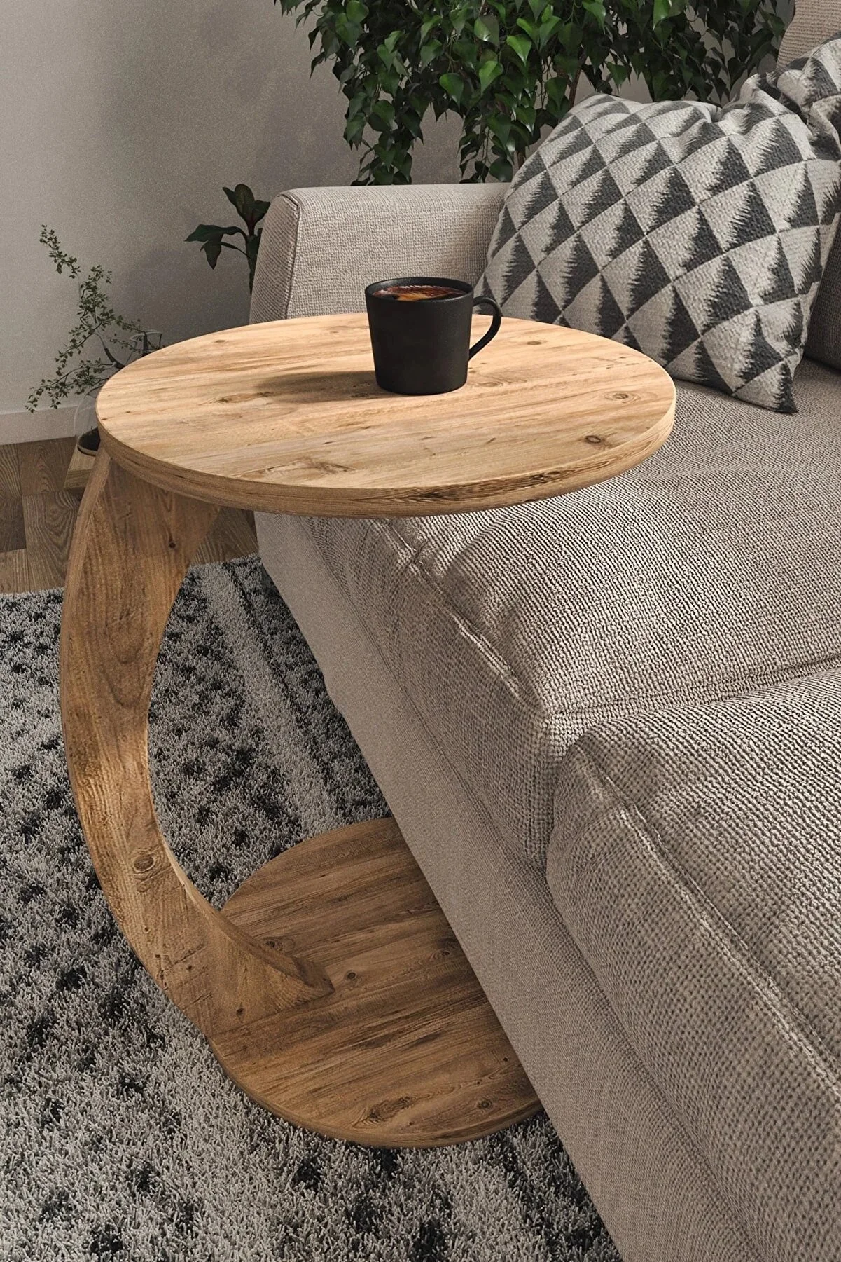 Modern Household Side C Shape Wheel Table Knockdown Coffee Table Coffee Tea Living Room Decor Sofa Bedside Nordic Coffee Table