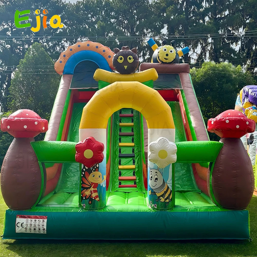23ft Commerical Bee Theme Inflatable Bouncy Castles With Double Slide Combo Jumping Bounce Houses For Outdoor  Party Birthday