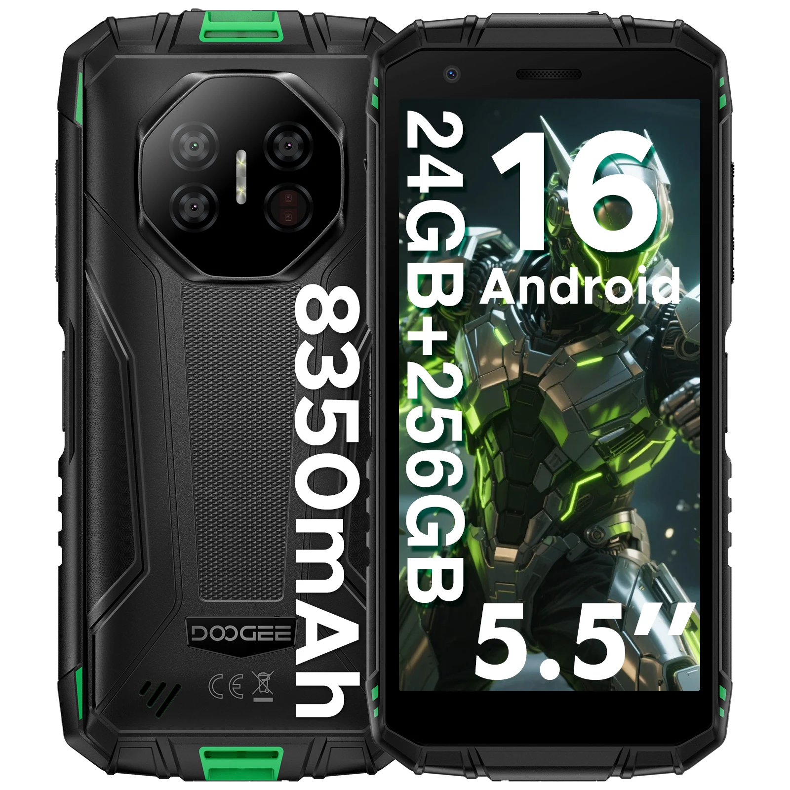 Stevig Smartphone DOOGEE Fire 3 Ultra Accu 8350mAh Android 16 Scherm 5.5 IPS HD+ 24GB RAM 256GB ROM Camera 16MP 20MP