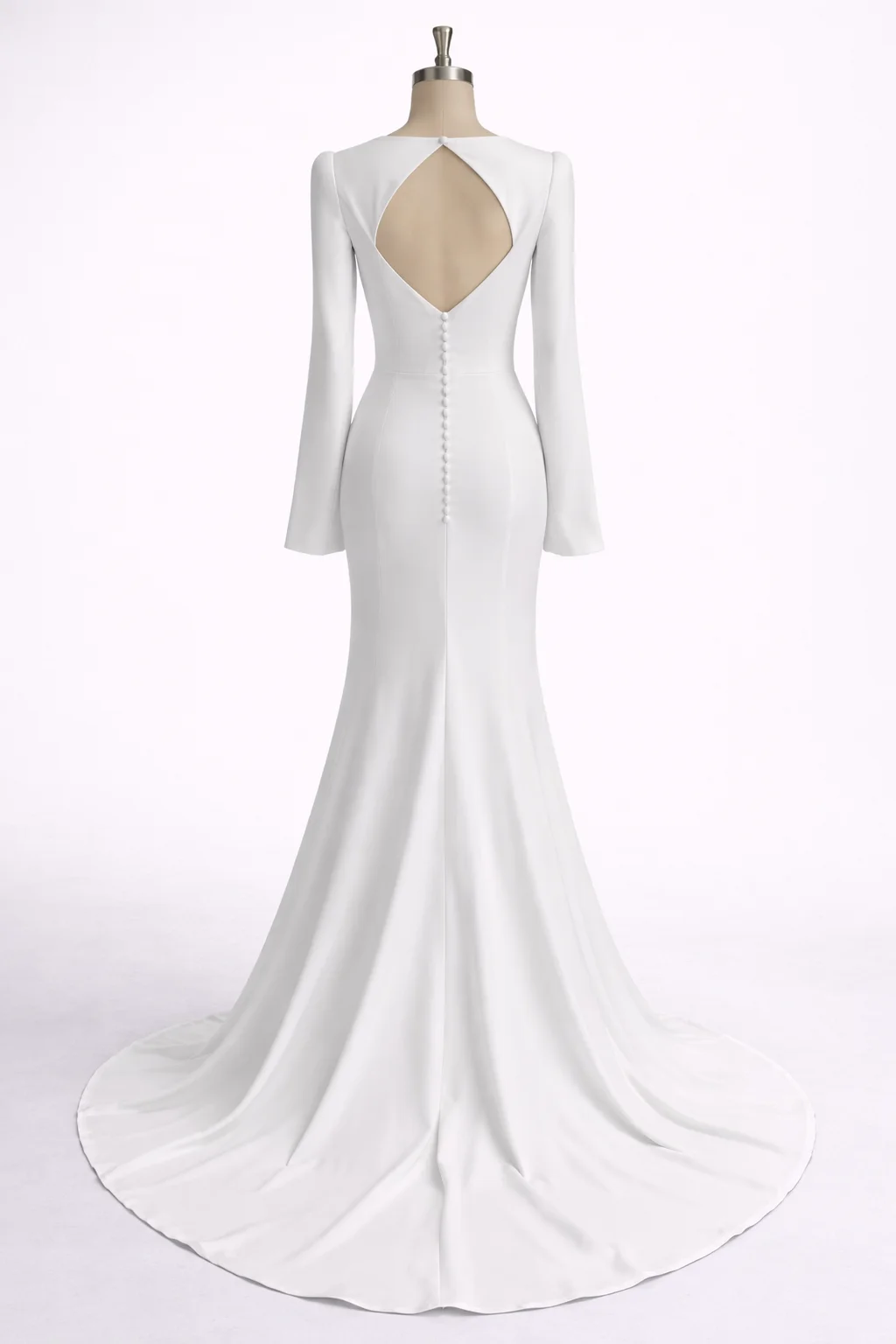 Customized Elegant Wedding Dresses 2026 Mermaid Long Sleeve Bridal Gown Square Neck Button Court Train Classic Bride Dress image 6