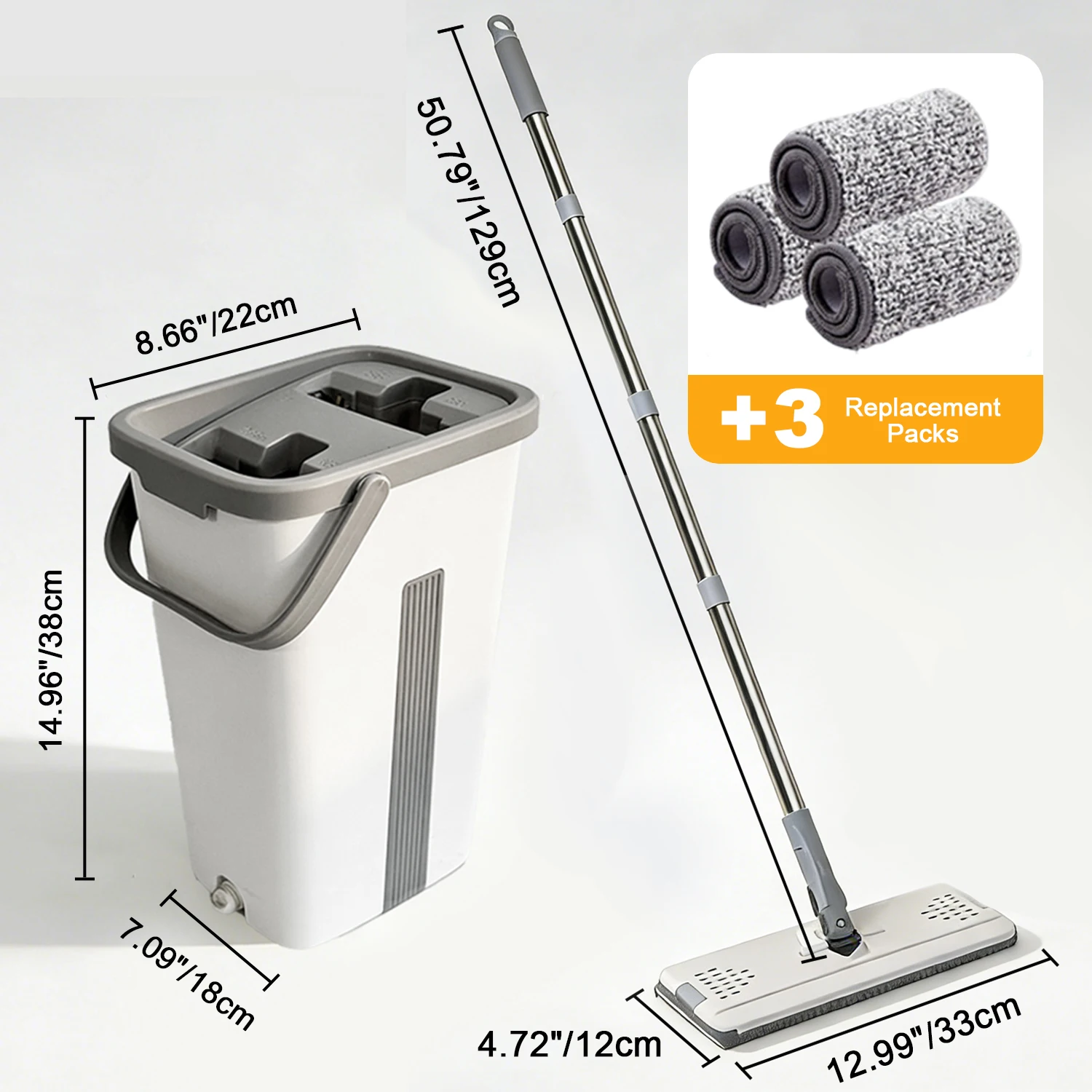Flat Mop with 3 Washable Pads, Microfiber Mops for Floor Cleaning Adjustable Handle , Dust Mop for Hardwood Floors, Wet Dry Use on Laminate Wood,Tile Vinyl Wall ,Bathroom,Kitchen