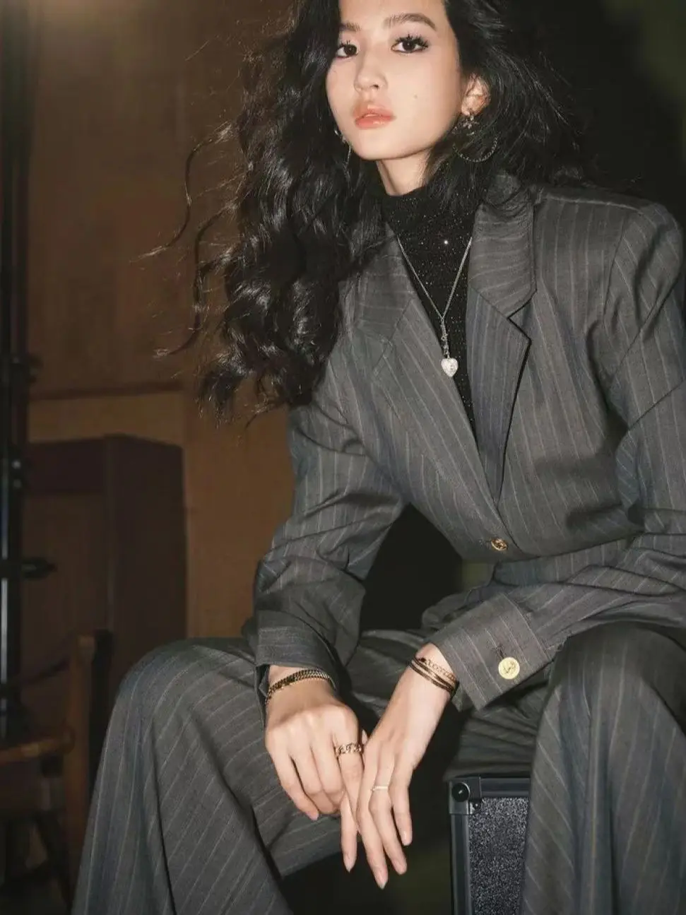

Elegant fine wool blend stylish women's trouser suit