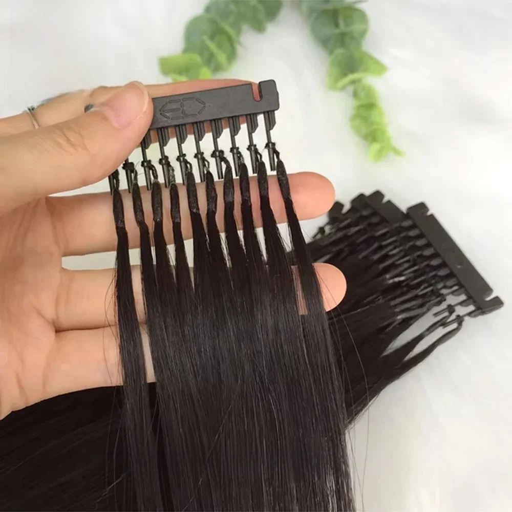 6D-1 Przedłużanie włosów do salonu DIY 6D-1 Generacja 100% doczepy z ludzkich włosów Mikro koraliki Blond 60 #   0.g/Strand Virgin Remy Hair — zdjęcie 2