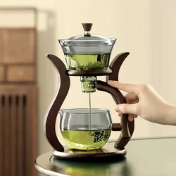 Juego de té de vidrio Lazy Kung Fu, tetera semiautomática con infusor, interruptor magnético, cristalería