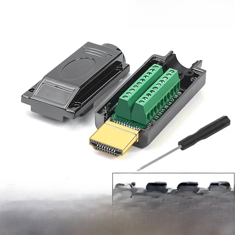 Connecteur HDMI sans soudure 2.0, prise de fil haute définition, Circuit imprimé de soudage HDMI, Terminal mâle, adaptateur de réparation de ligne HD 4K