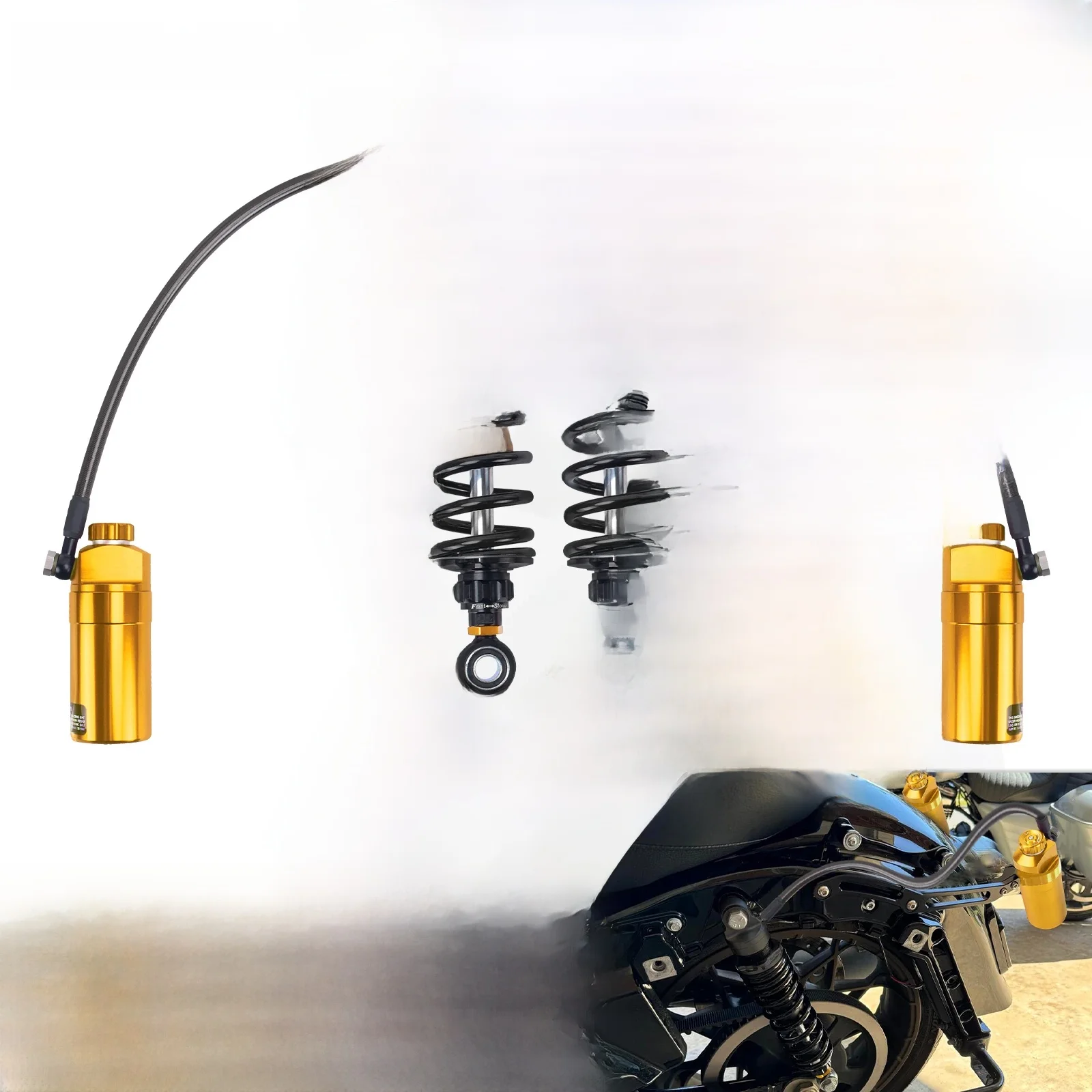 Achter Schokdempers Motorfiets Verstelbare Lente Voor Harley Touring Road King Street Glide 2014-Up Afstandsbediening Reservoir Schorsing - afbeelding 2