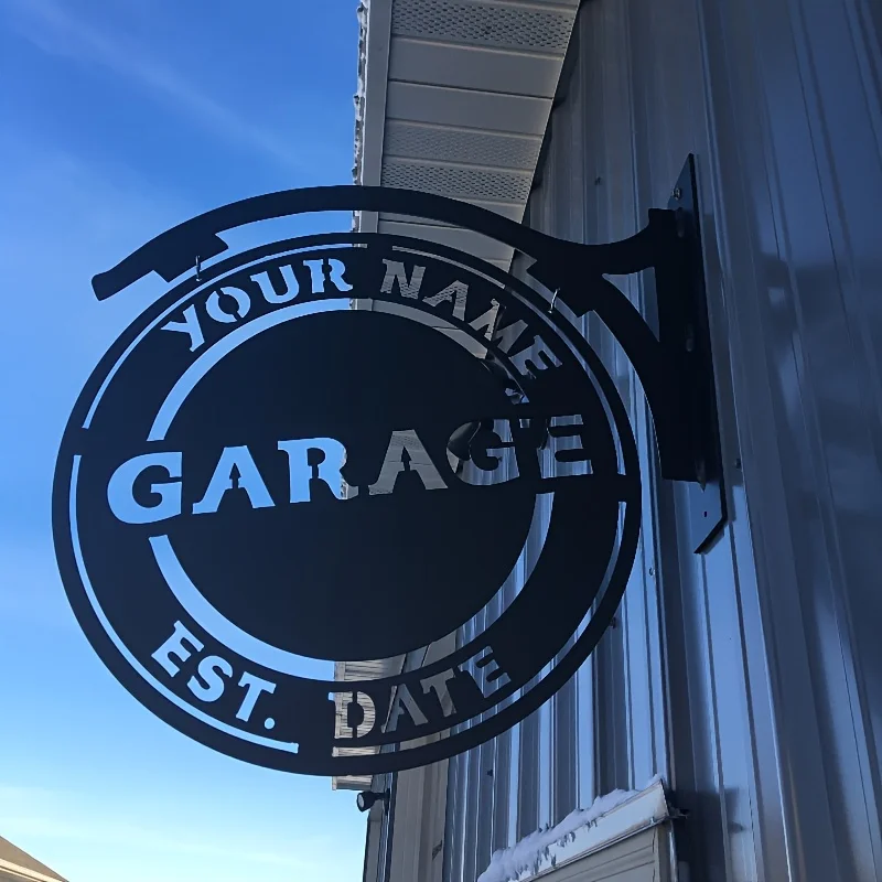 Custom Garage Wall-Mounted Metal Art Sign with Name&Date. Car Workshop/Outdoor/Indoor Decor, Best Gift for Birthday/Easter/Party