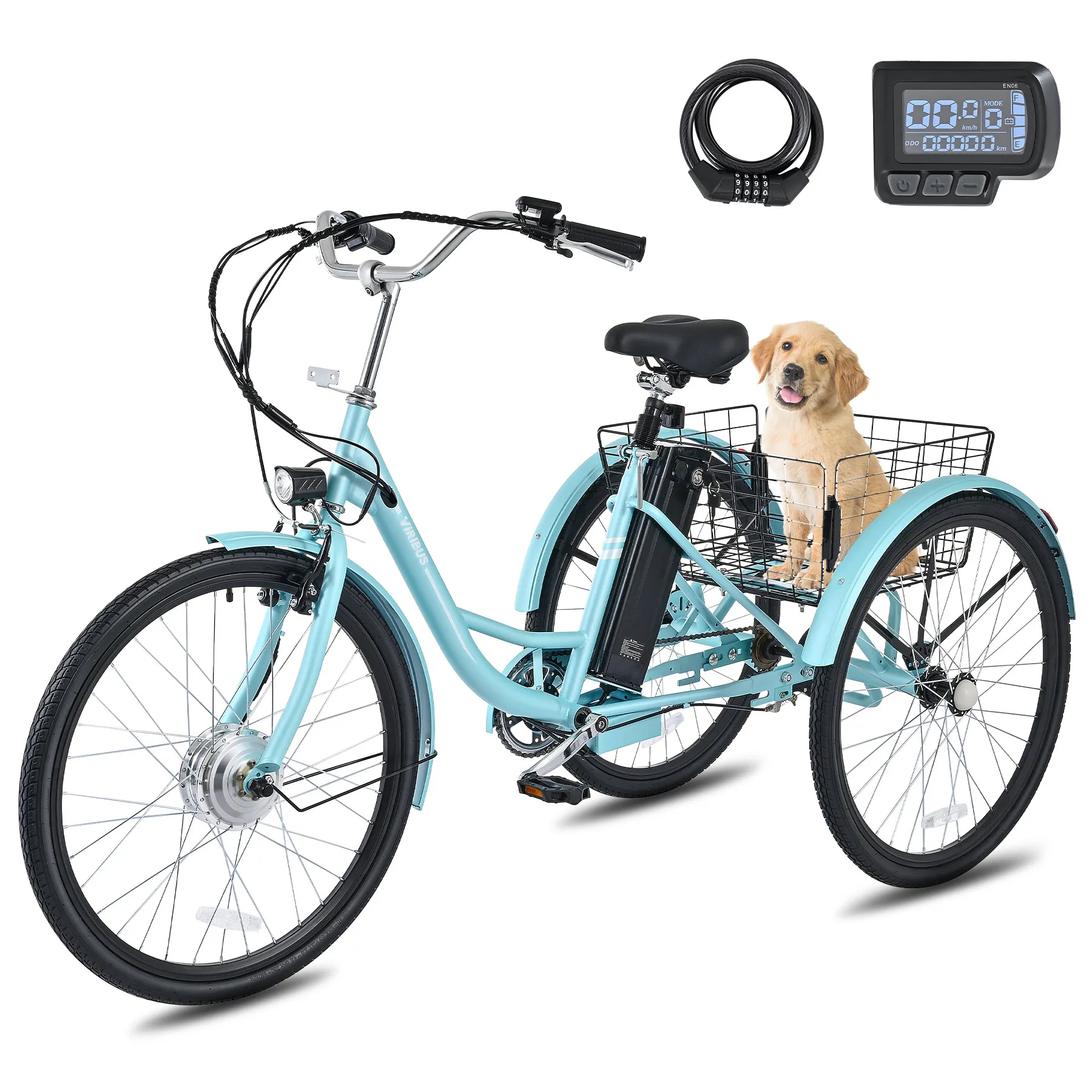 

VIRIBUS 24" Adult Electric Tricycle Trike 36V Lithium Battery 48mile 250W UL