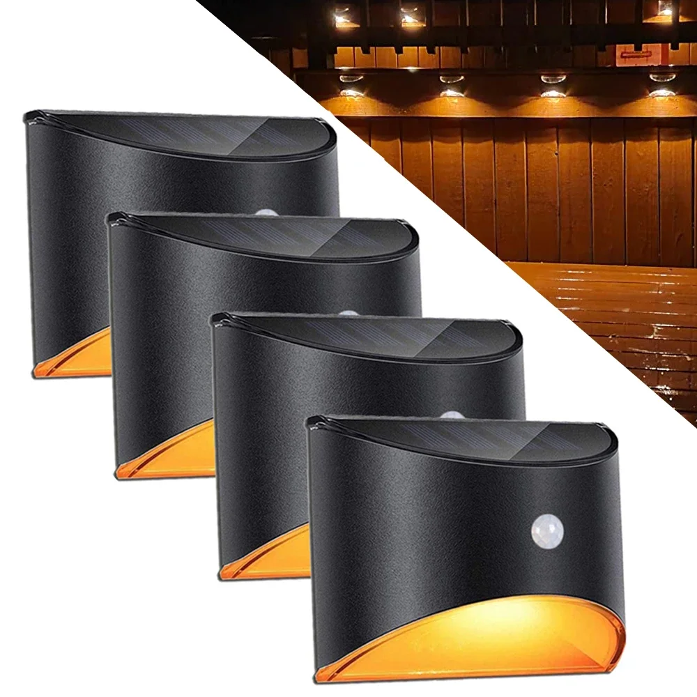 Lampe solaire LED extérieure avec détecteur de mouvement, éclairage mural étanche pour jardin, porte, patio, clôture, allée, cour, décoration