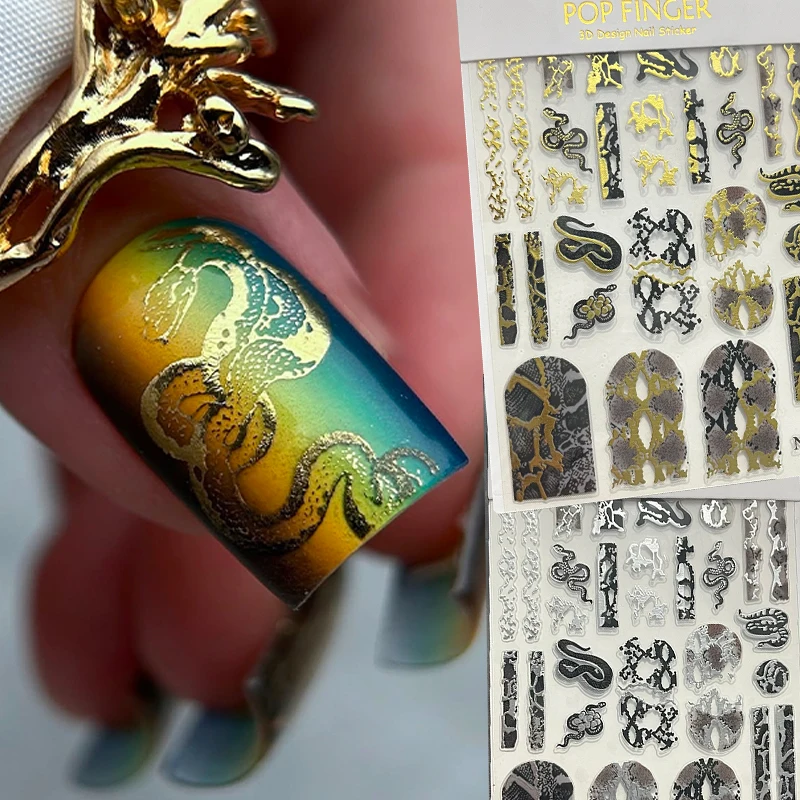 1pcs Sexy Snake Leopard Nail Art Self-adhesive Stickers Decals Animal Charm DIY Full Wrap Slider Manicure Decoration