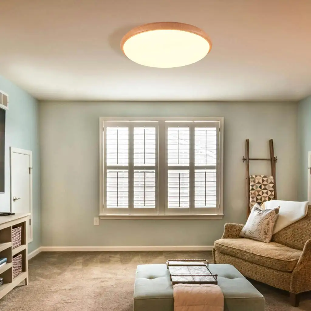 

Nordic Japanese Style Solid Wood Circular LED Ceiling Light Decorative Light Ideal for a Bedroom or Living Room