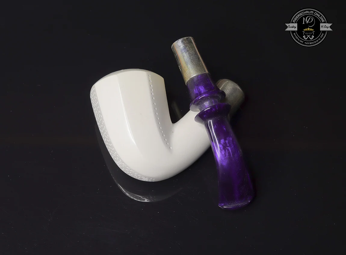 Handmade Block Meerschaum Silvery Army Pipe