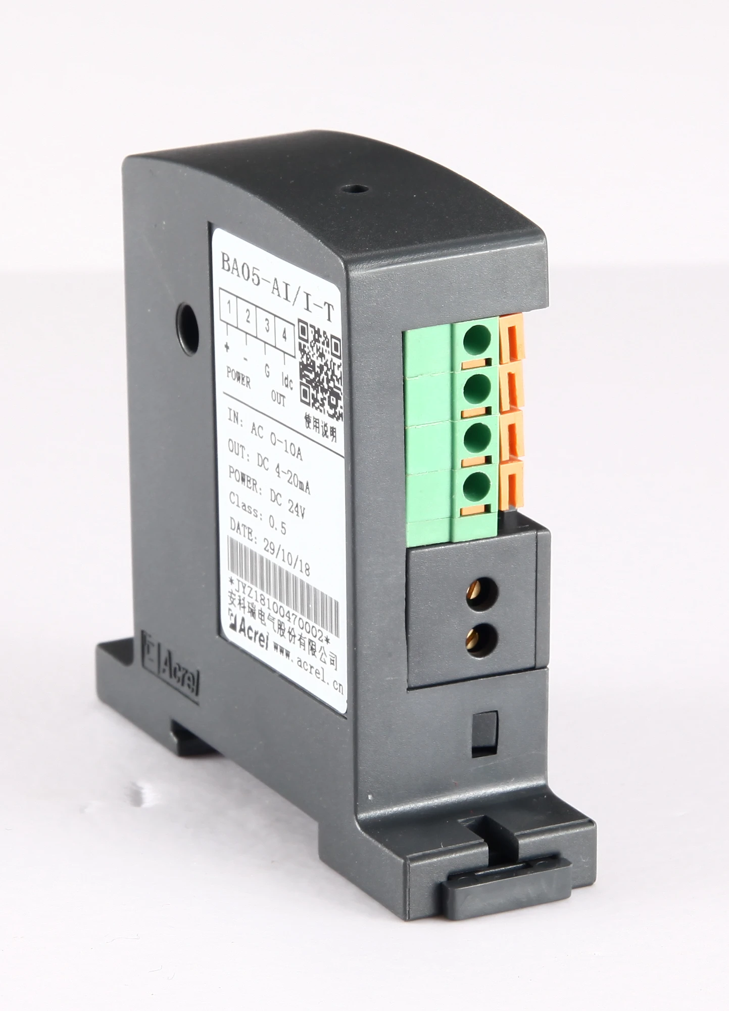 ACREL BA05-AI/V Electrical Transducer Input Current AC0-(0.5-10)A Output 0-10V/2-10V DC24V/12V Power Supply Class 0.5 Accuracy