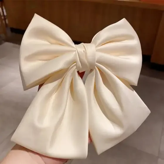 Elegancka kokardka wstążka spinka do włosów moda damska solidna kokarda satynowa szpilka do włosów Barrettes dziewczęca spinka do kucyka akcesoria do włosów — zdjęcie 2