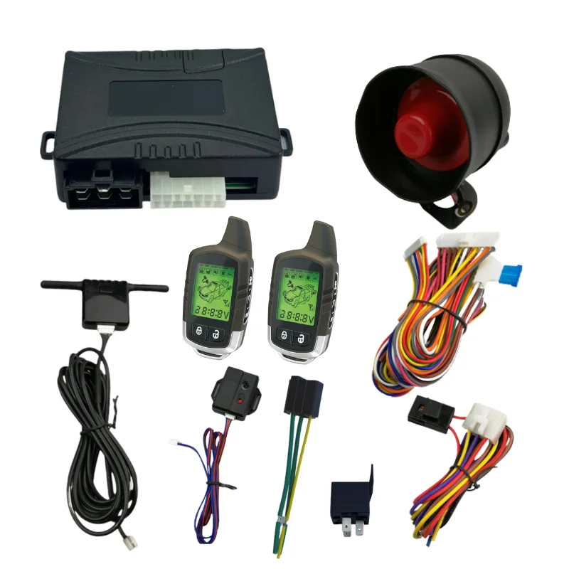 Universal 12V Car Two Way LCD Alarm System Remote Start Anti Theft Security Shock Sensor Silent Mode