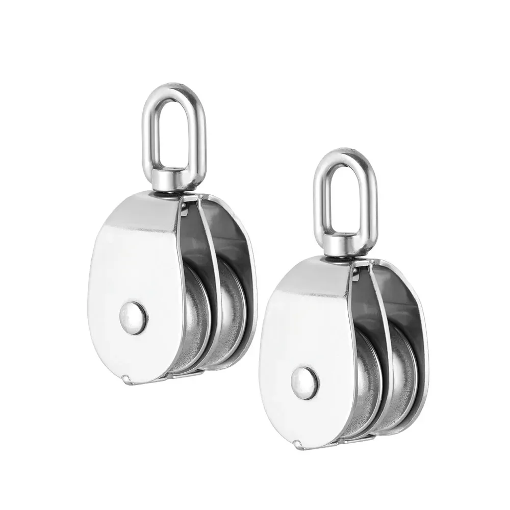 Poulie en acier inoxydable M20 M25 M32 M50, Double roue pivotante, corde de levage, roue de Traction, outils de Transmission, 1 pièce