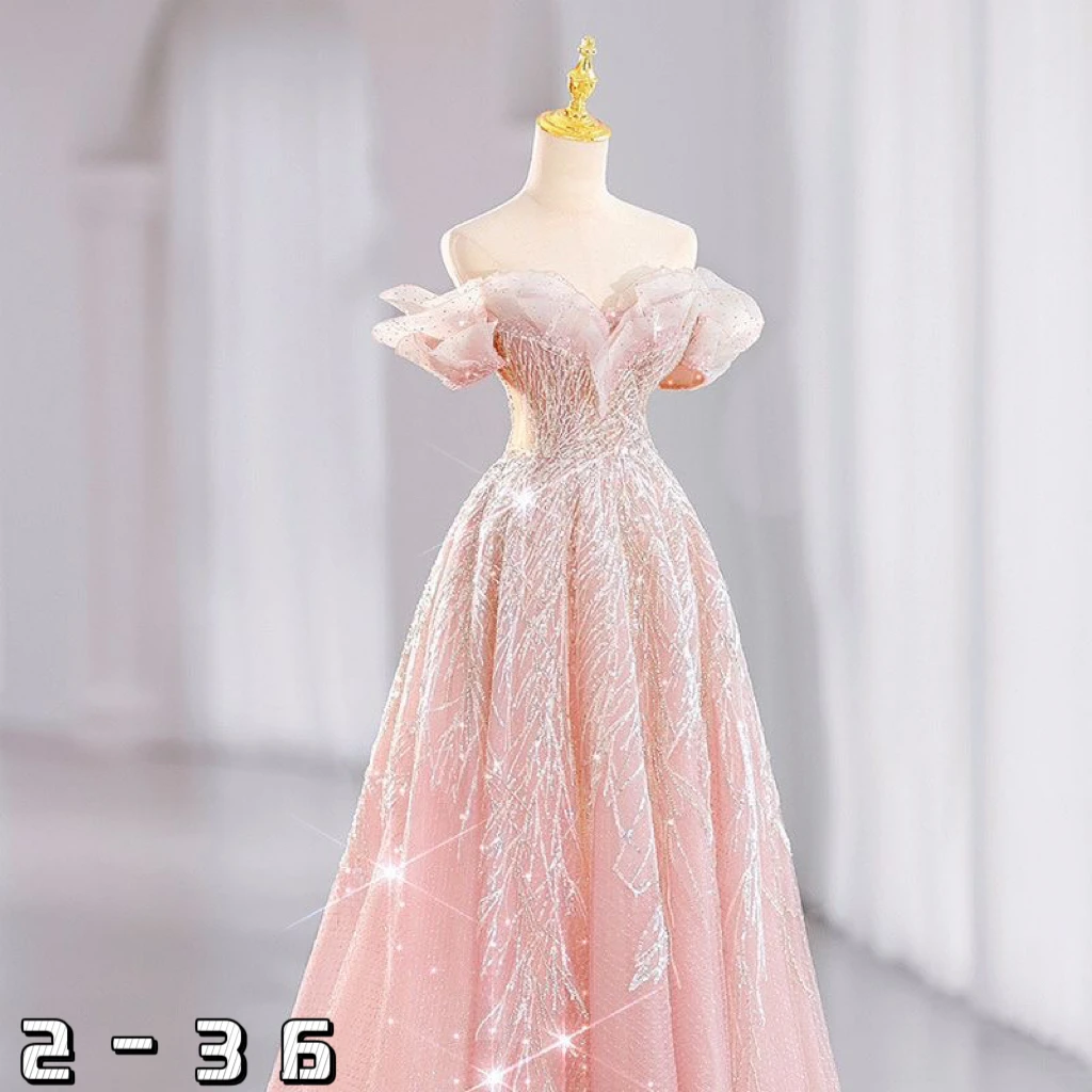 Dreamy pink evening dress for women new style banquet dress