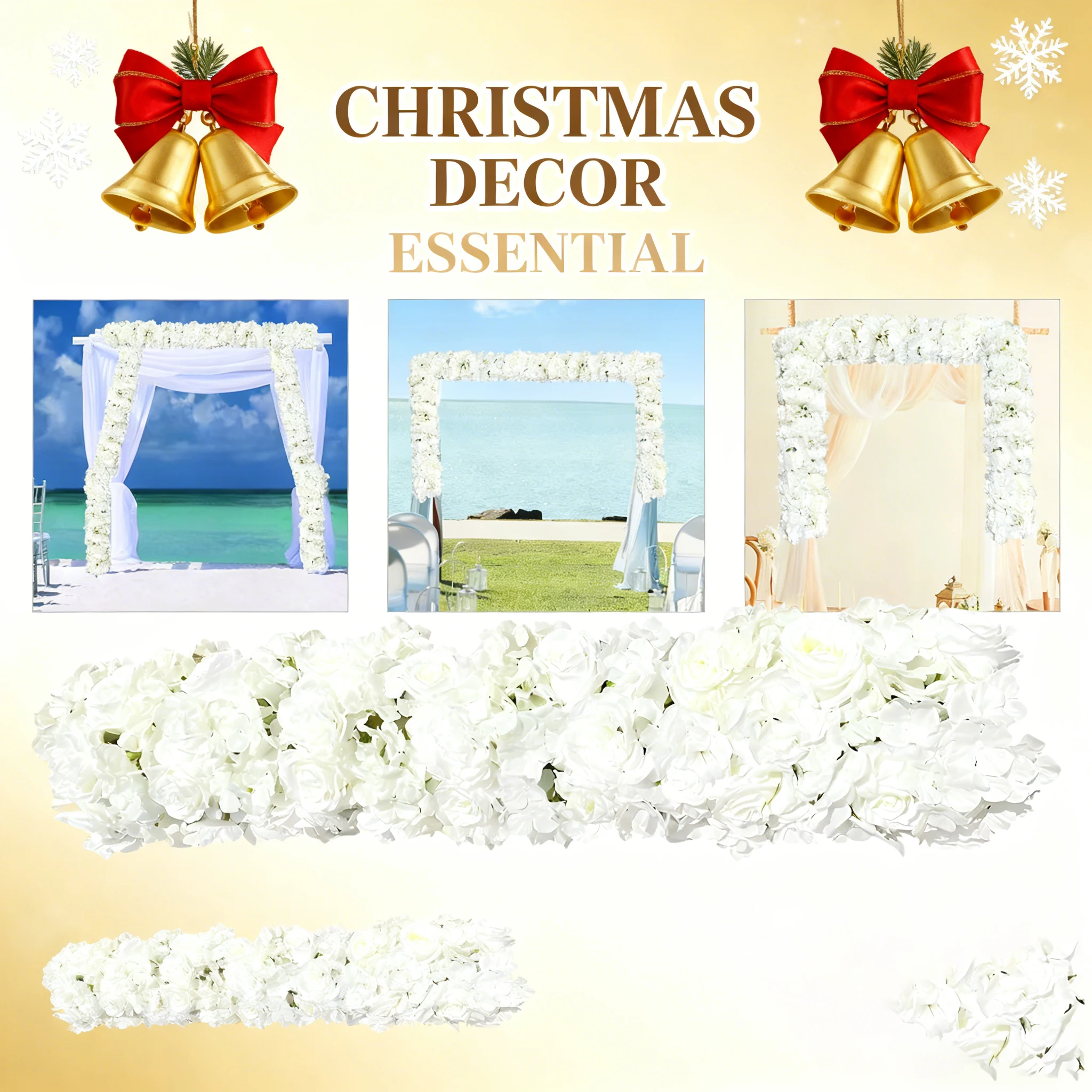 

100 см искусственный цветочный ряд, белый цветочный ряд для свадебного букета, украшение для вечеринки, фоновый декор, на Рождество, новое поступление