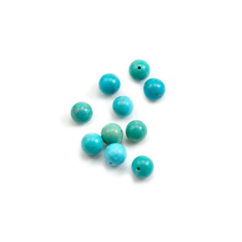 

5pcs Turquoise Round Half Drilled Beads Semi Hole 4/6/8/10mm Natural Stone For Making Jewelry Craft DIY Pendant Earring